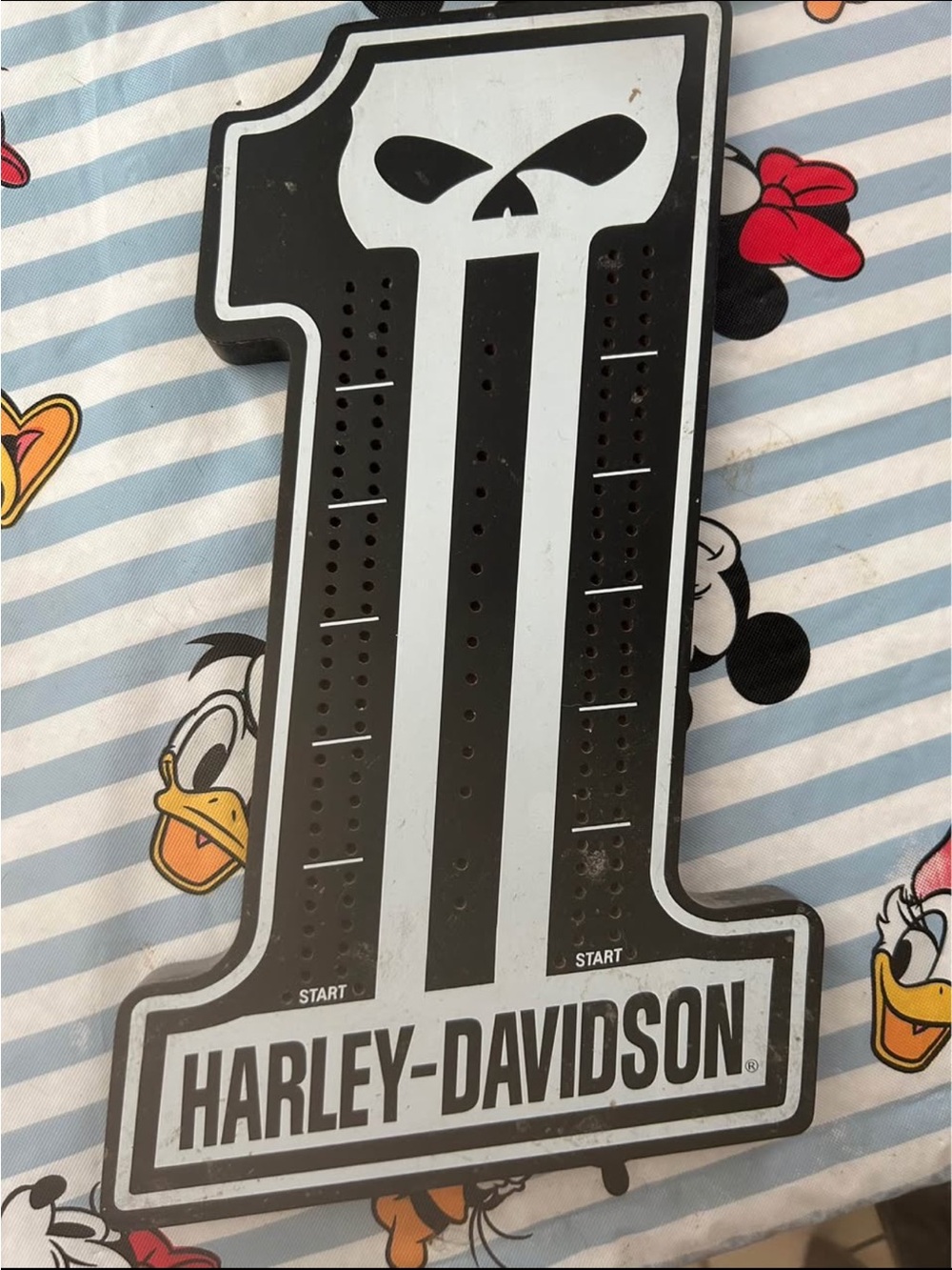Harley-Davidson Black & White Number One Cribbage Board Cake Topper